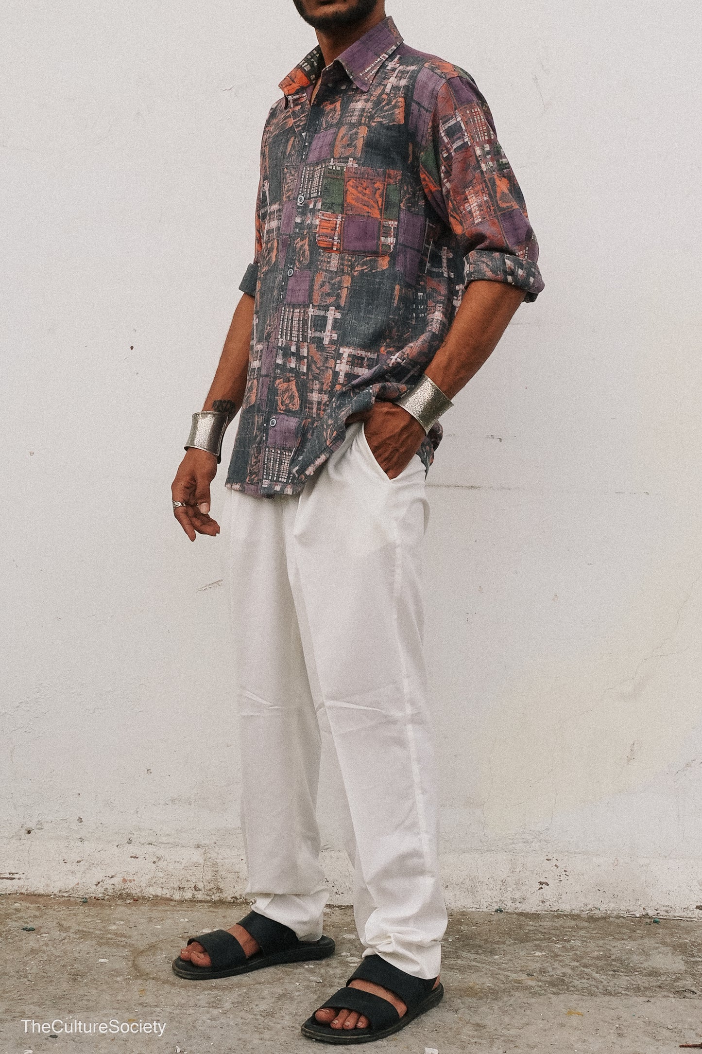 White Straight-Leg Cotton Pants
