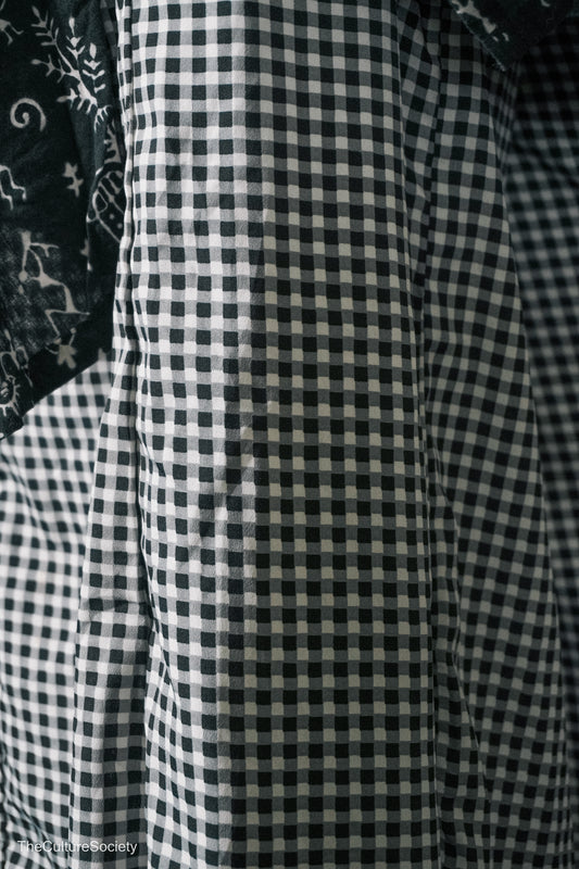 Black & White Checkered Wide-Leg Pants