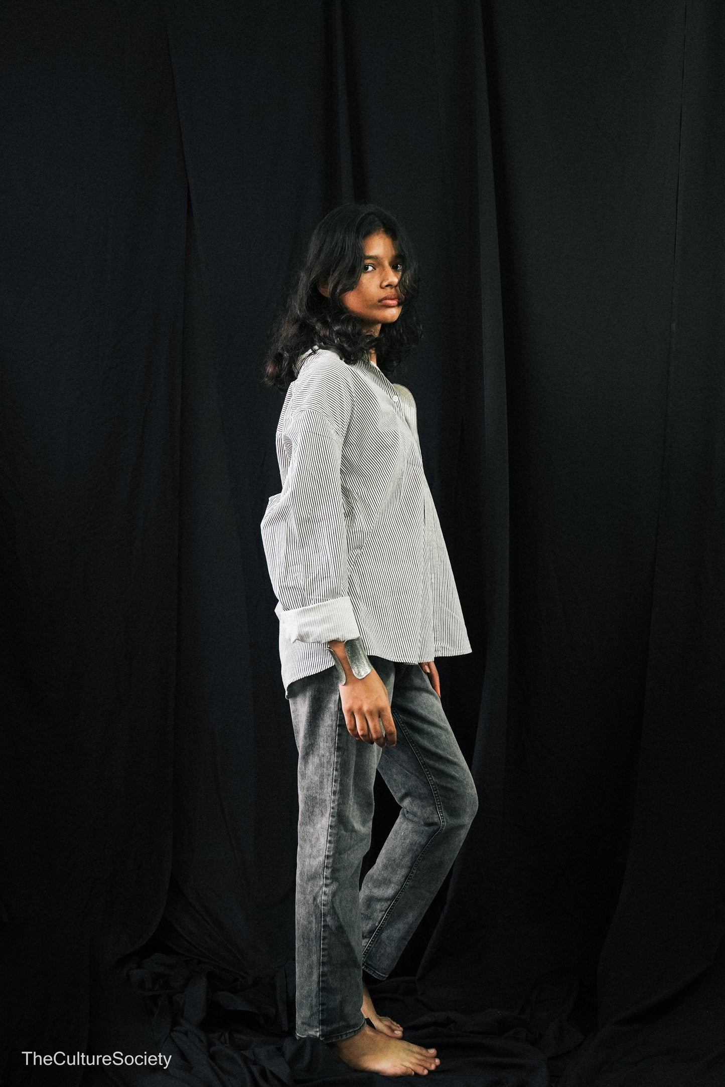 Faded black Straight-Leg Denim Jeans