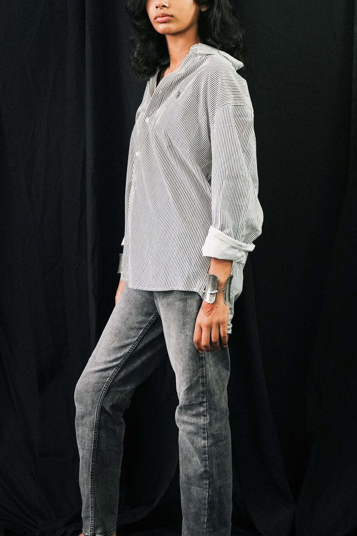 Faded black Straight-Leg Denim Jeans