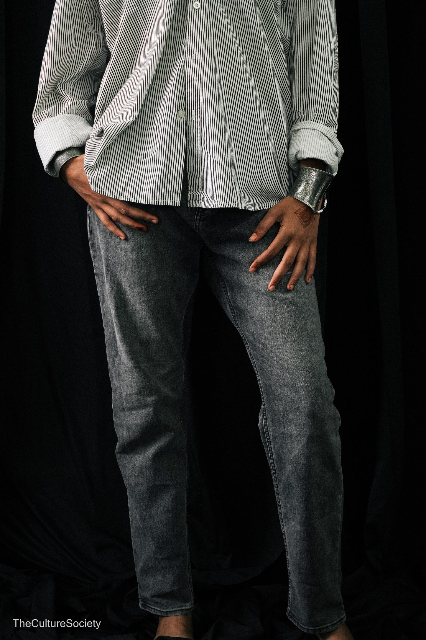 Faded black Straight-Leg Denim Jeans