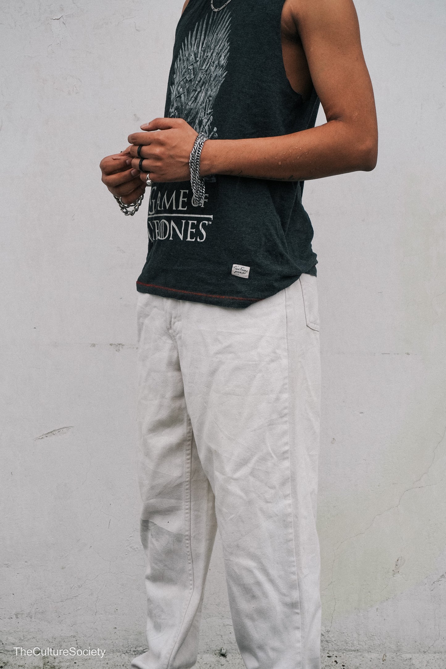 White Straight-Leg Denim Jeans