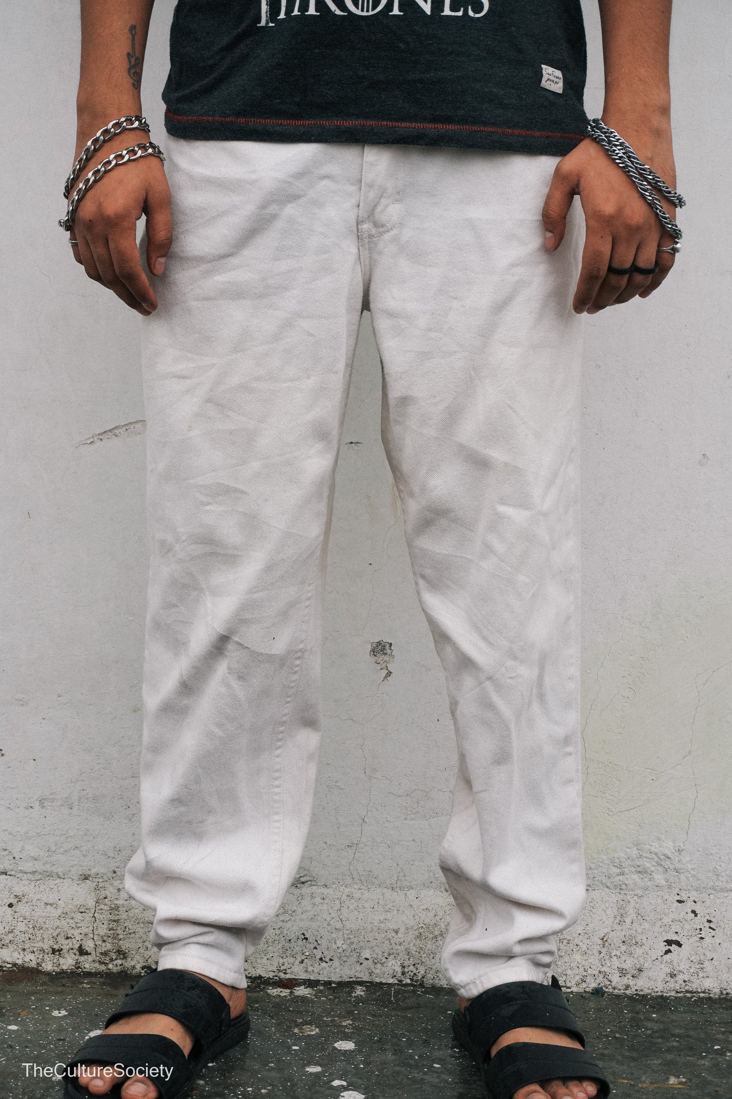 White Straight-Leg Denim Jeans