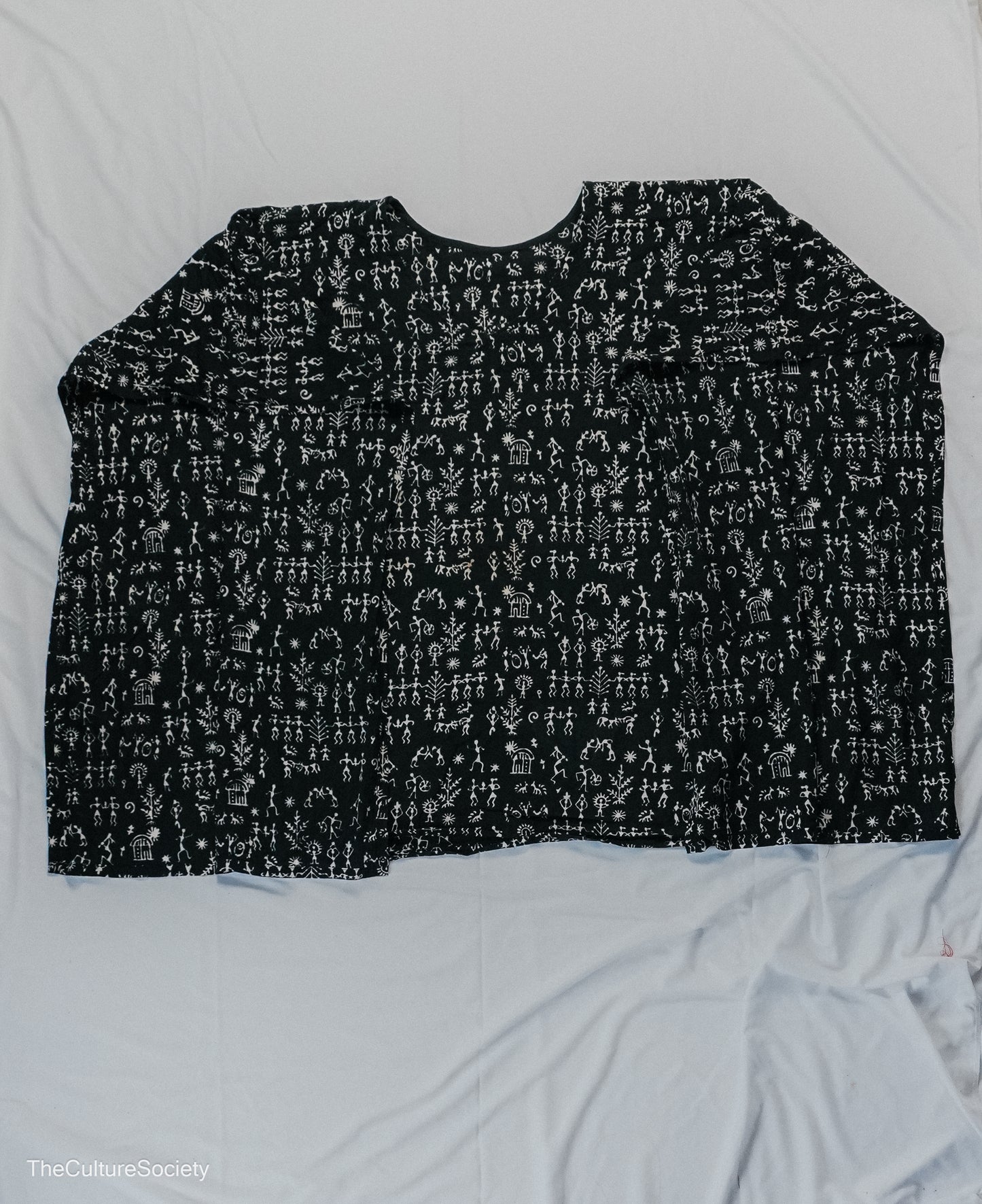 Black Symbolic Print Oversized Top