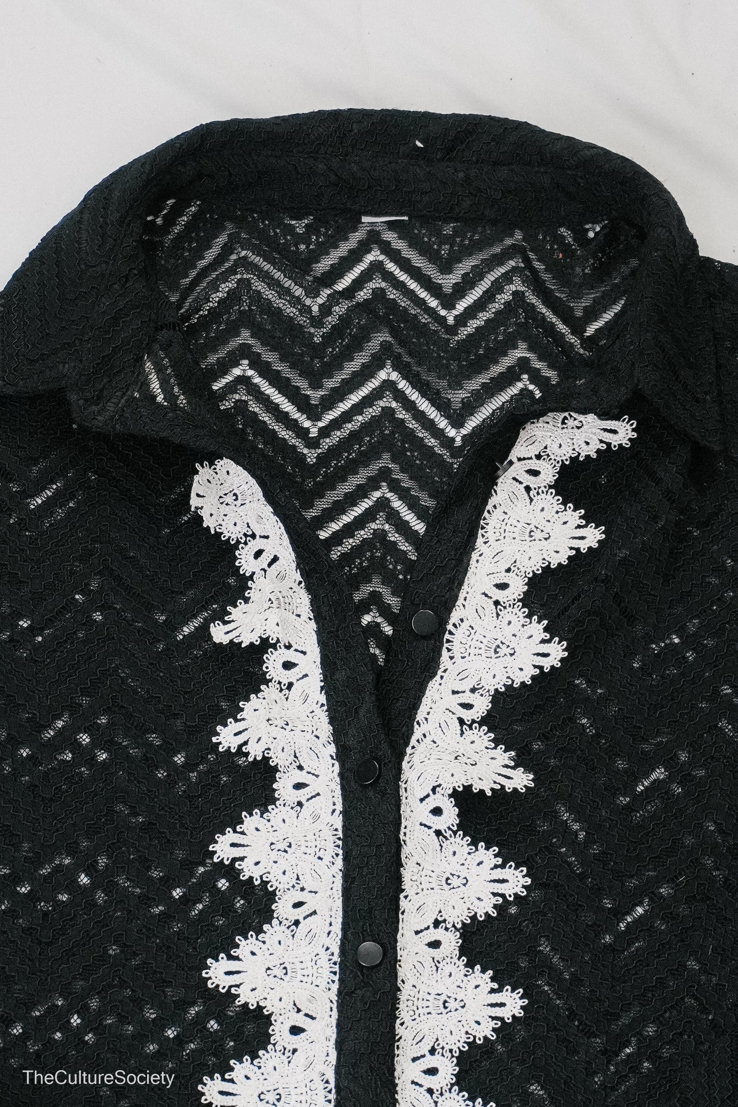Semi-sheer button-down top