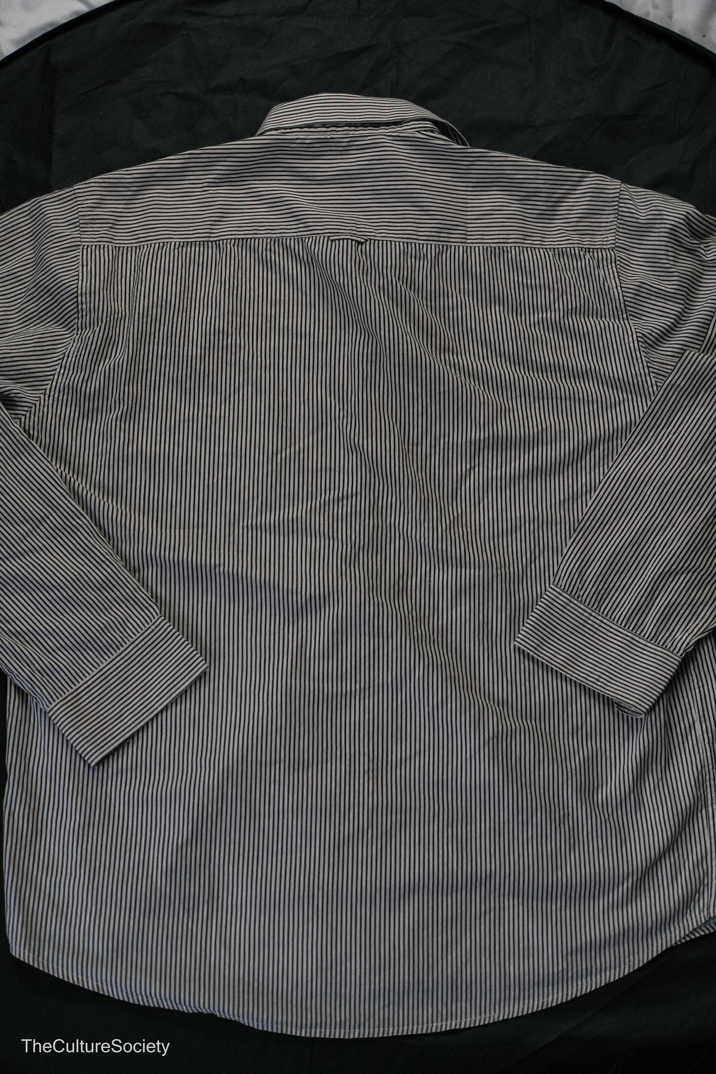 White & Grey Striped Button-Up Shirt