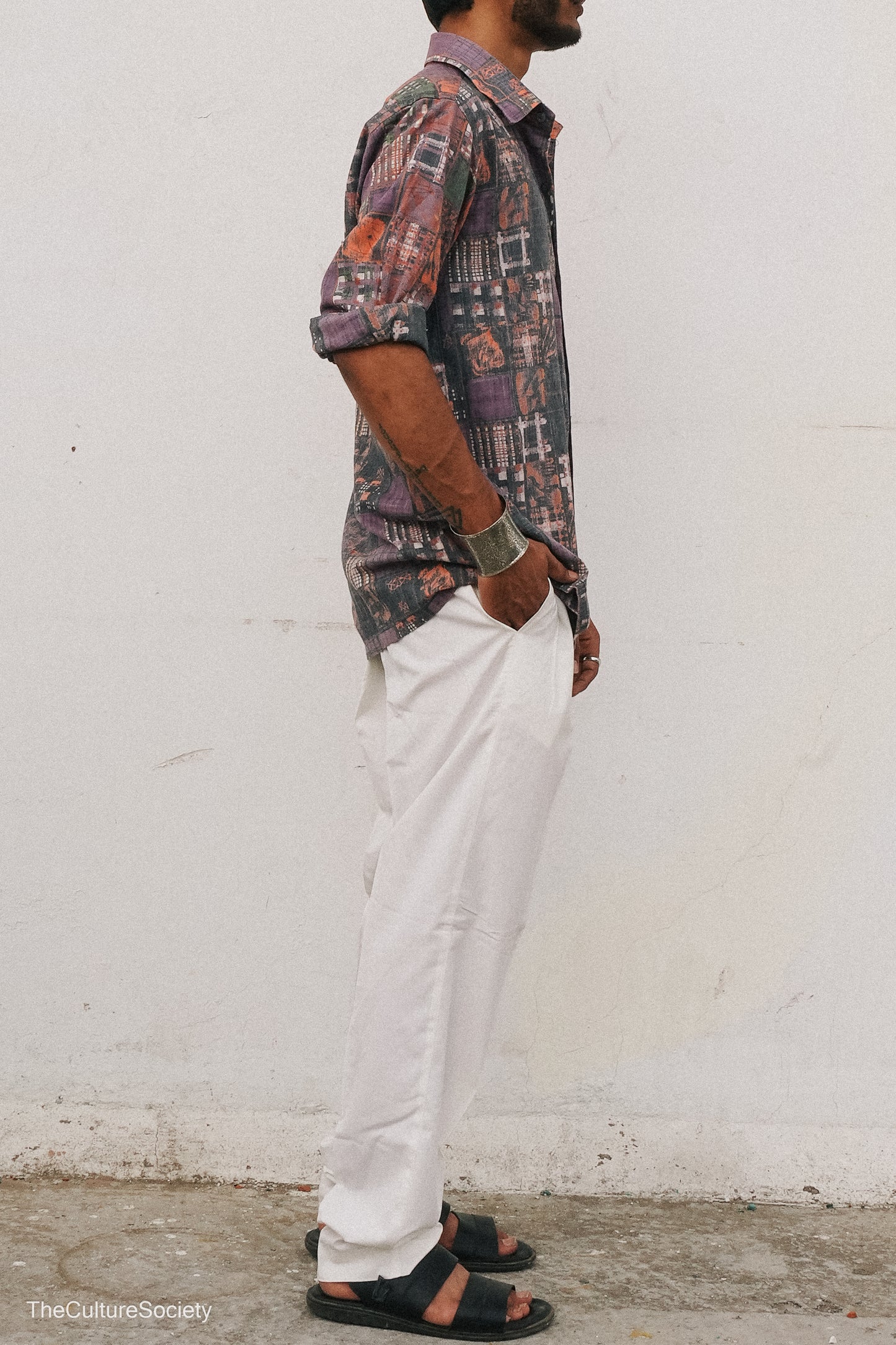 White Straight-Leg Cotton Pants