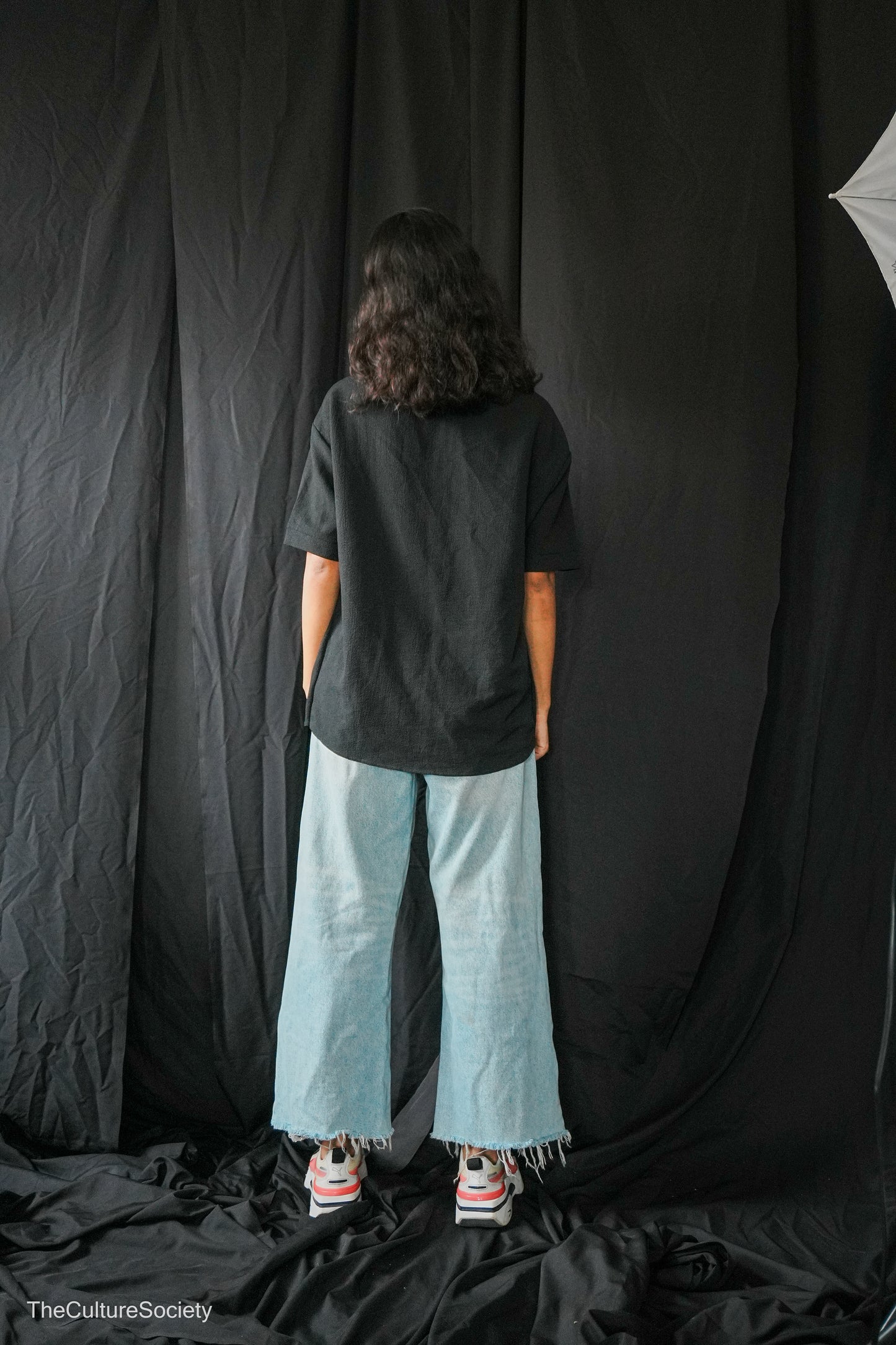Black Short-Sleeve Button-Up Shirt