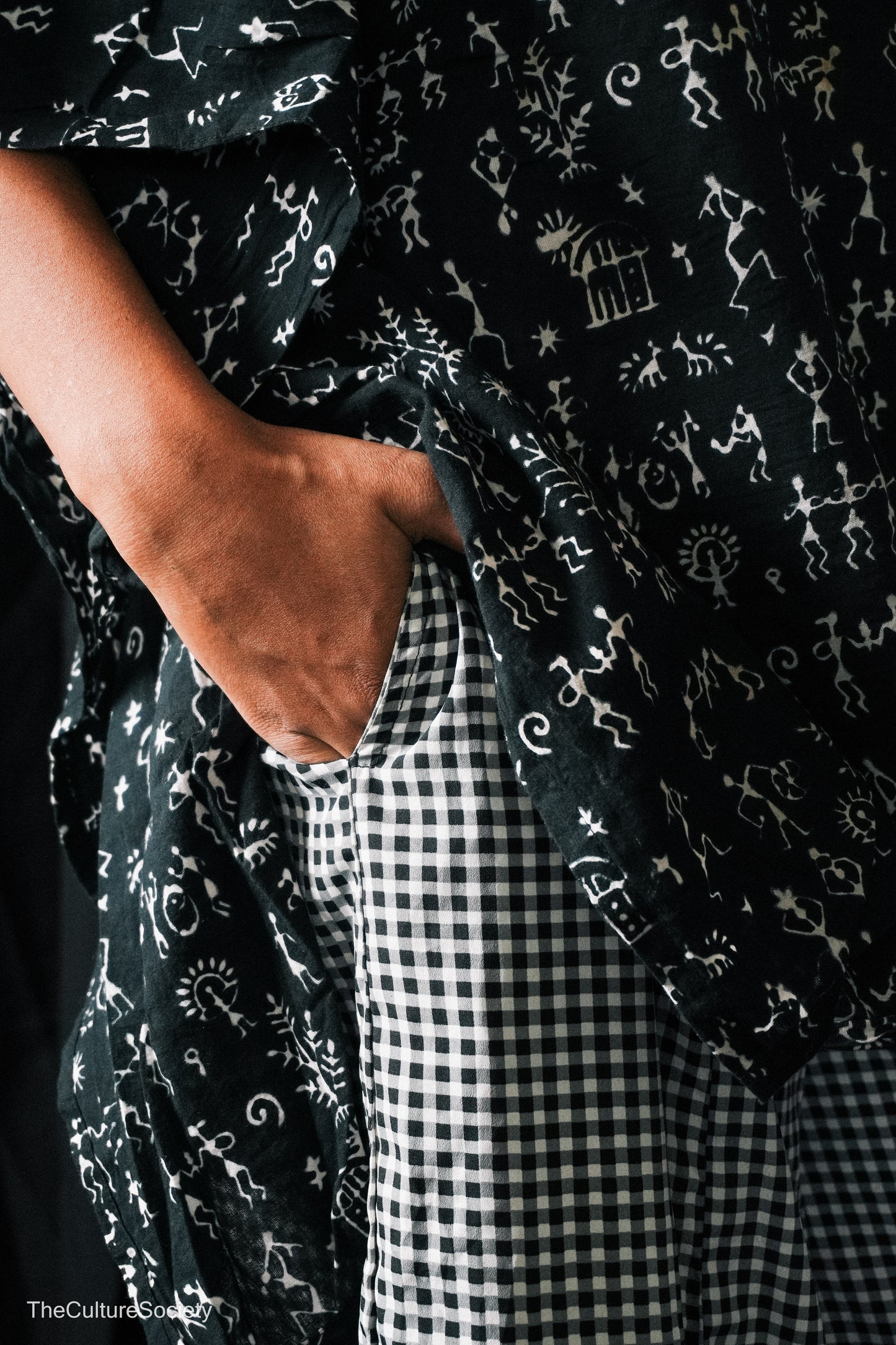 Black & White Checkered Wide-Leg Pants
