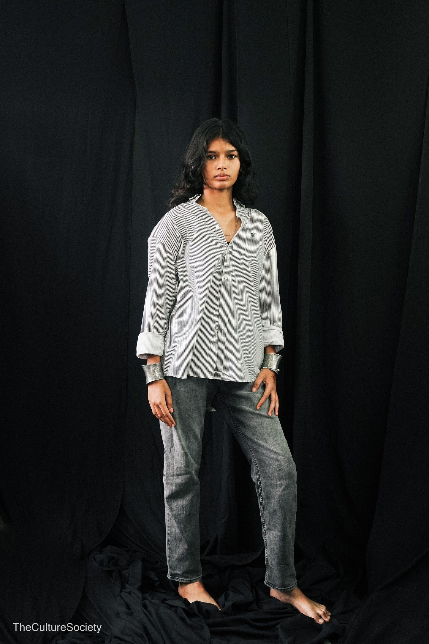 Faded black Straight-Leg Denim Jeans