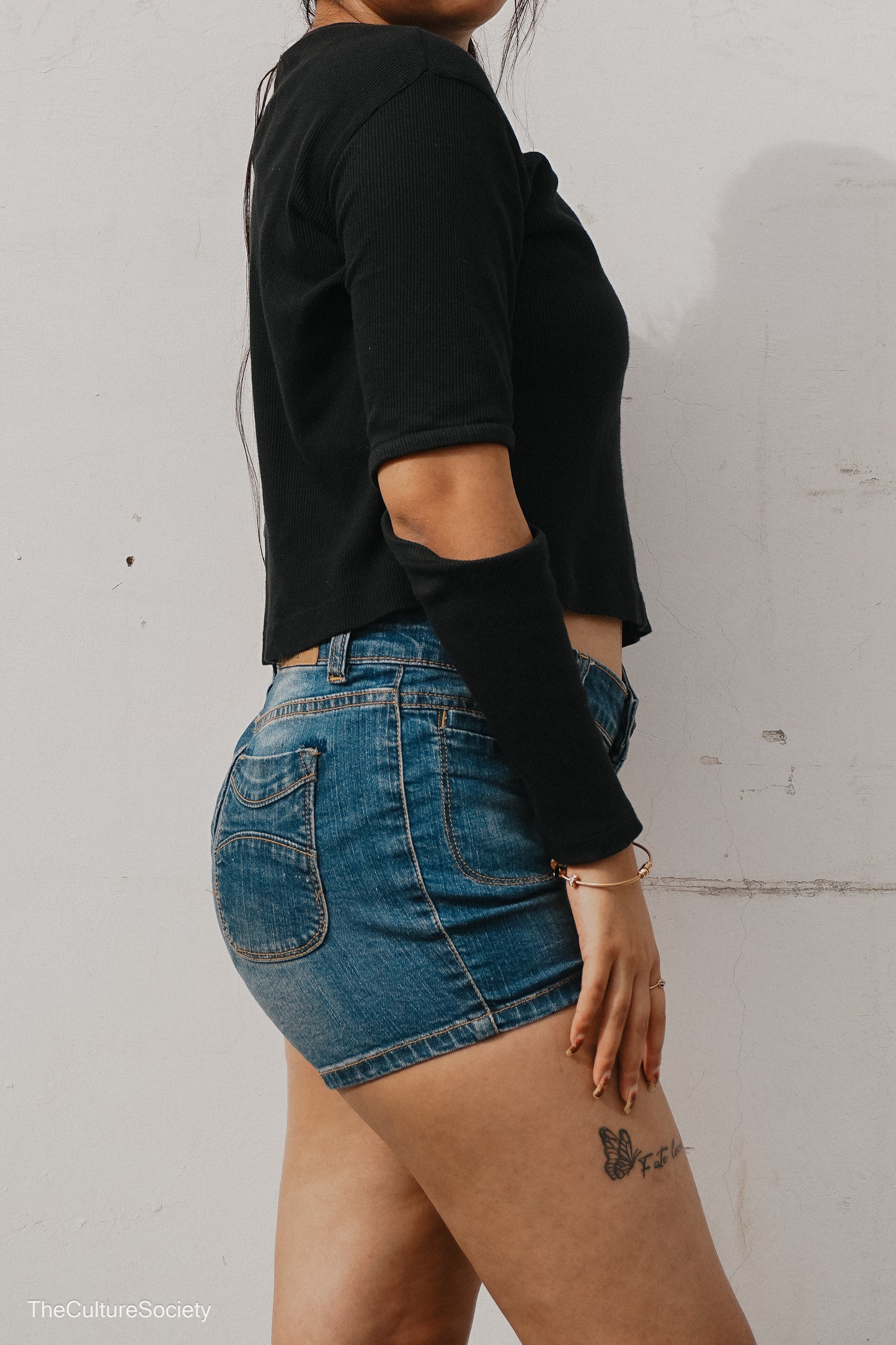 Blue High-Waisted Denim Shorts