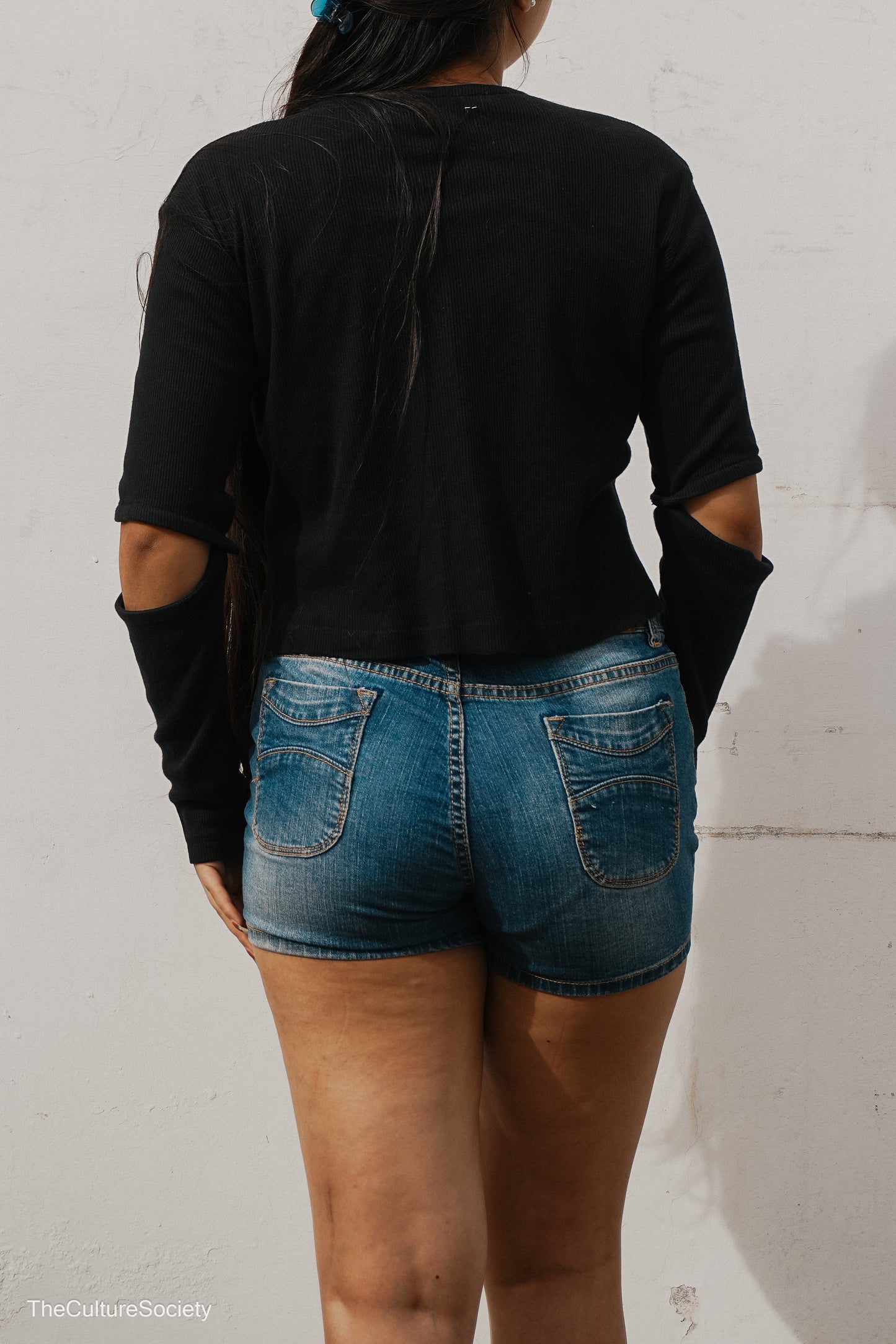 Blue High-Waisted Denim Shorts