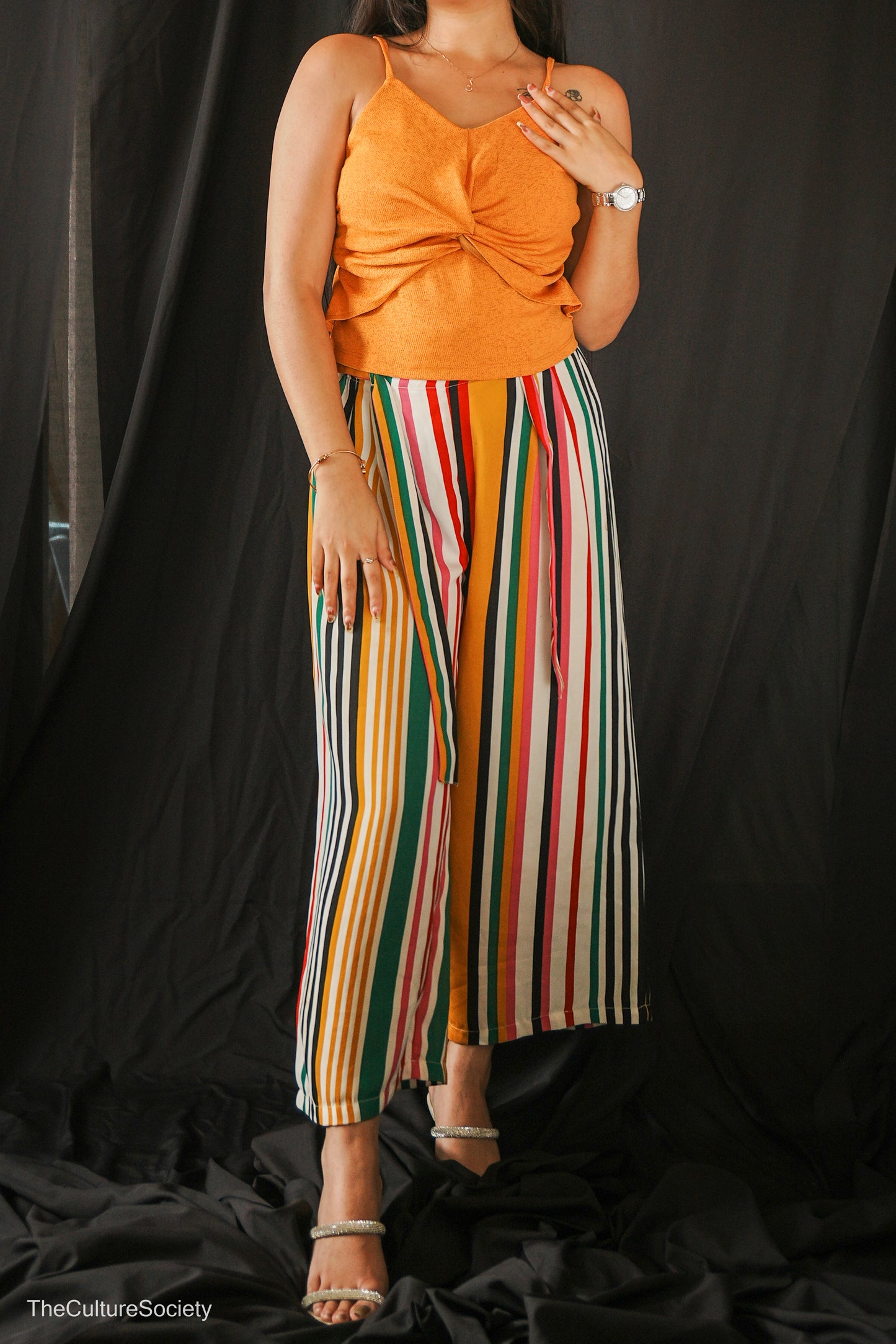 Orange Twist-Knot Sleeveless Top