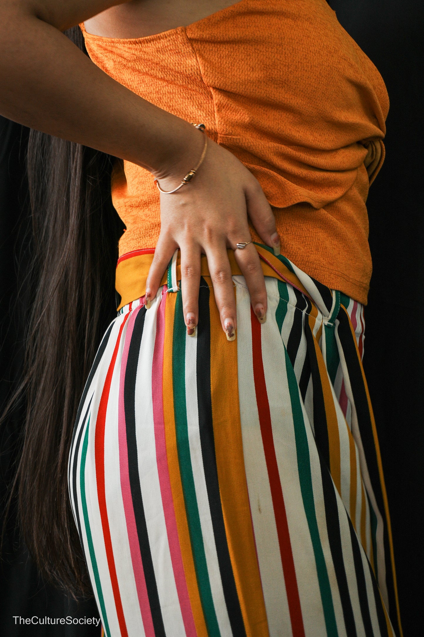 Multicolor Striped High-Waisted Pants