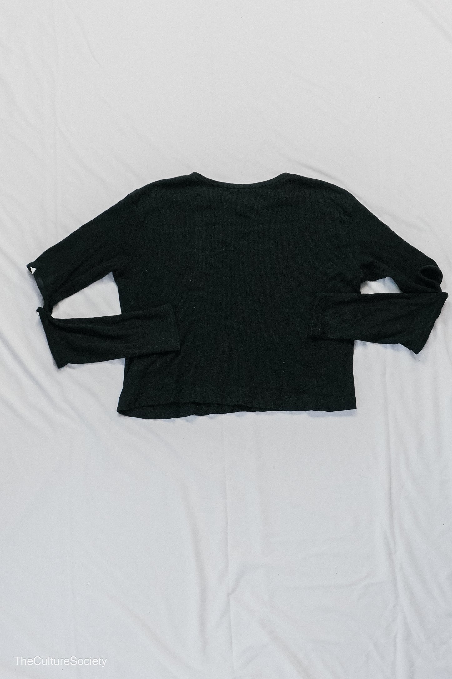 Black Elbow-Cut Long Sleeve Top
