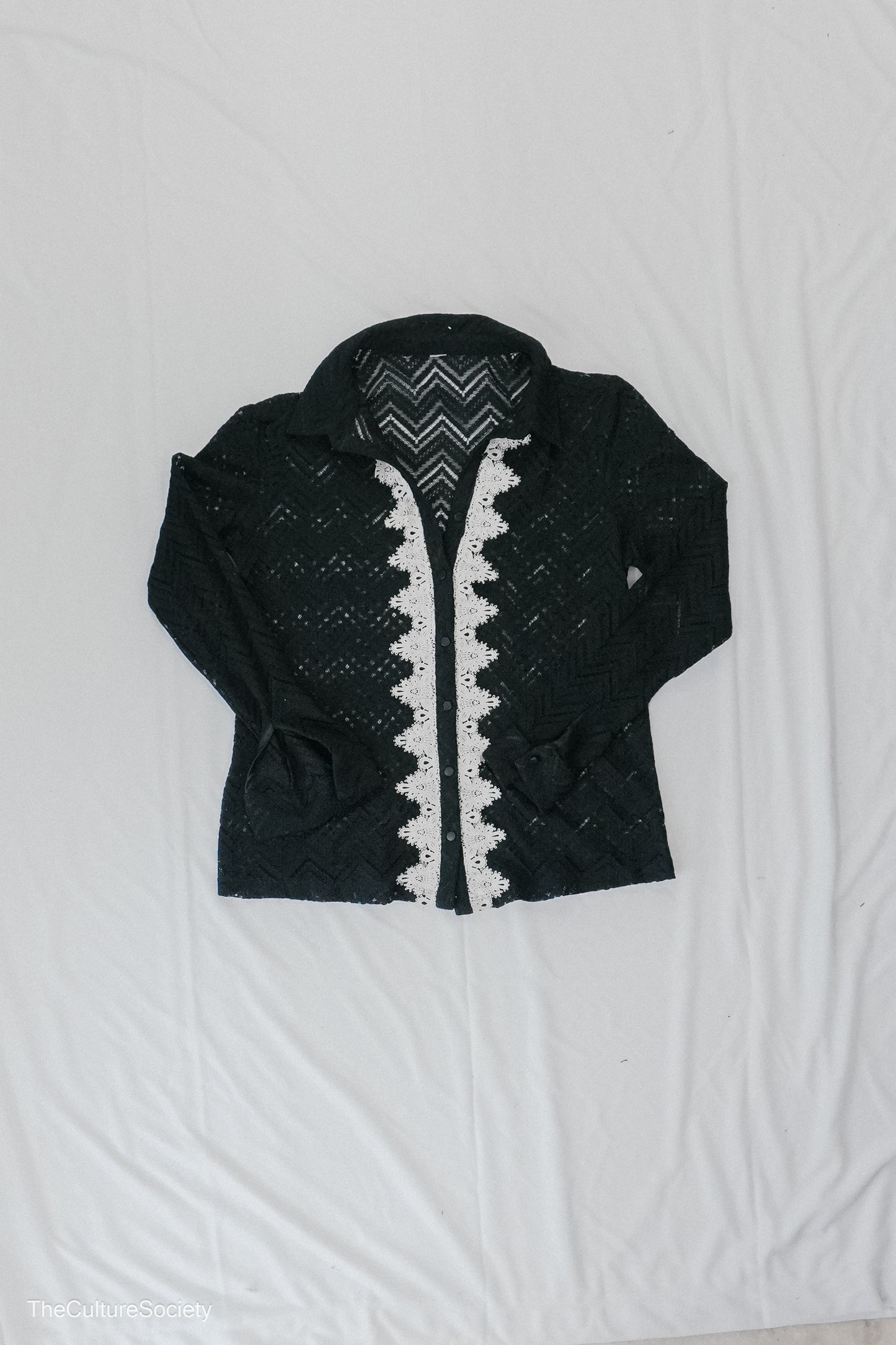 Semi-sheer button-down top