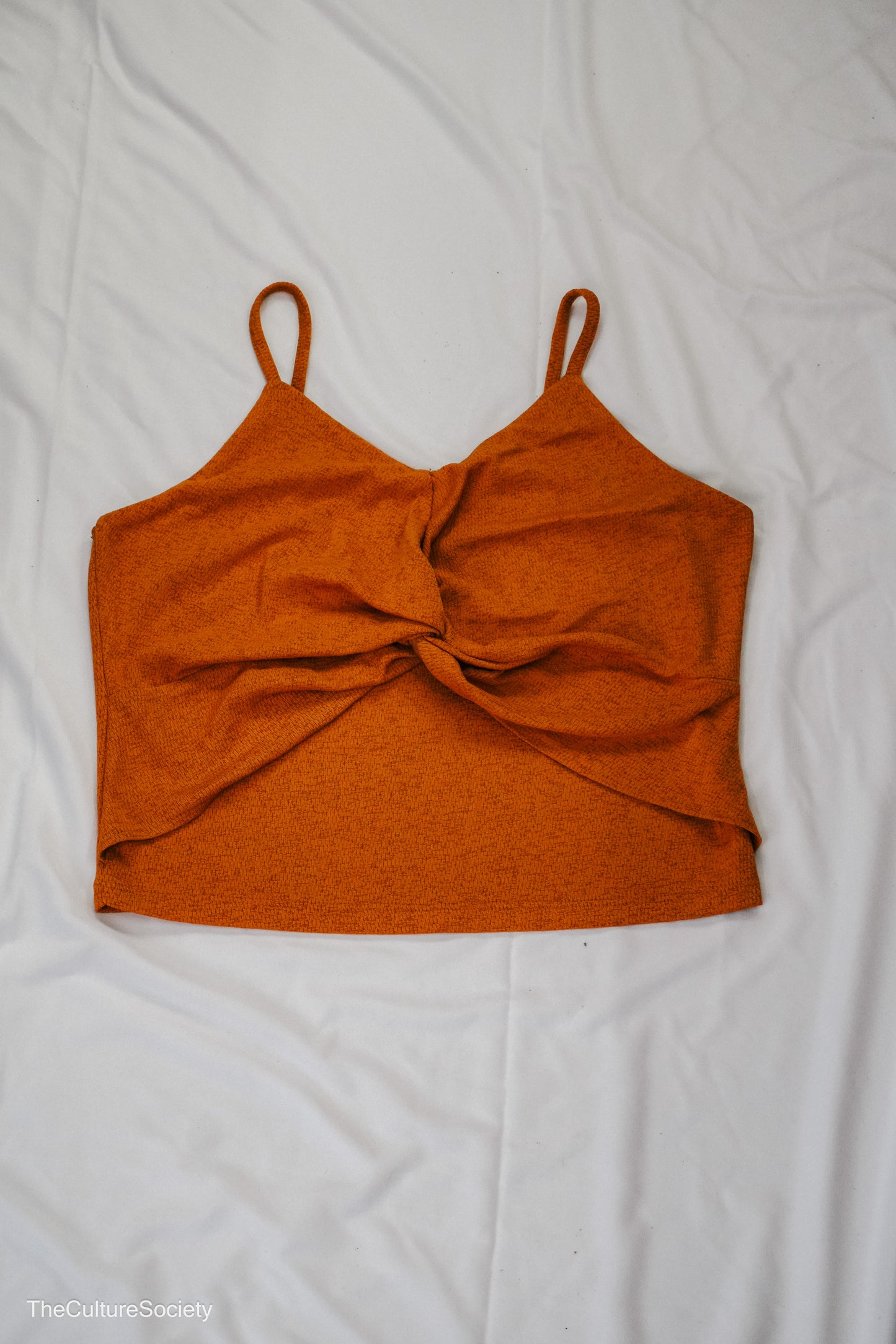 Orange Twist-Knot Sleeveless Top